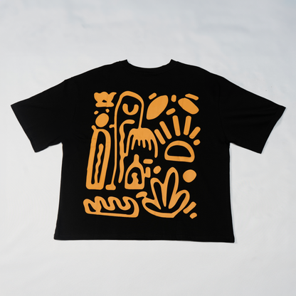 T-shirt noir - YELLOW SIGN